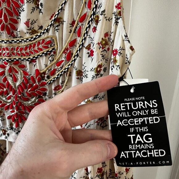 NWT Vineet Bahl Embroidered Blouse Size XL Color Cream Red - Picture 4 of 7